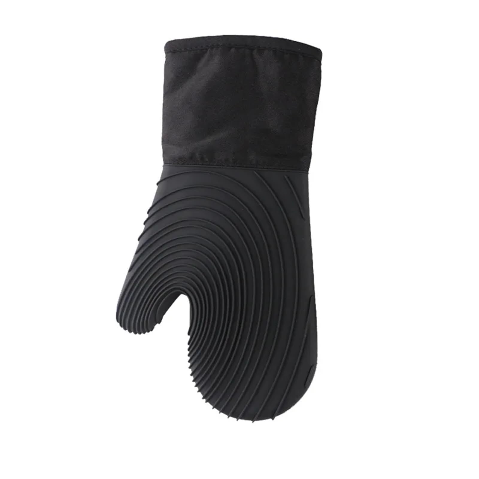 1 Pair Microwave Silicone Oven Mitts Kitchen Mitten Set For BBQ Cooking Baking Heat Resistant Pot Gloves(Black)
