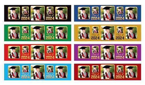 image for Voila Print 25 Pcs Custom Photo Graduation 2024 Water Bottle Labels, P