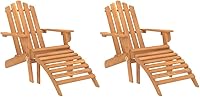 Vista 2 de Patio Adirondack Chairs with Footrests Solid Wood Acacia Outdoor Dining Set for Yard, Garden and Courtyard Furniture, Waterproof and Foldable