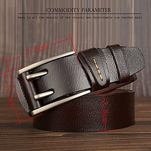 Ceinture de travail double griffe homme en cuir marron rétro 38 mm