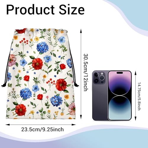 Image of Watercolor Wildflowers Gymnastics Grip Bag Small Gym Storage Pouch for Gymnasts Dancer Grip
