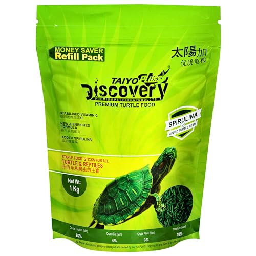 Image of Taiyo Pluss Discovery Premium Turtle Food - 1 kg Refill Pouch Pack | Daily Nutrition Sticks with Spirulina and Stabilised Vitamin C | Suitable for Turtles of All Life Stages