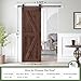 ROYMELO 32x84 inch Sliding Barn Wood Door Slab with 5.5ft Hardware Kit and Handle, Coffee, K Shape, Simple DIY Assembly