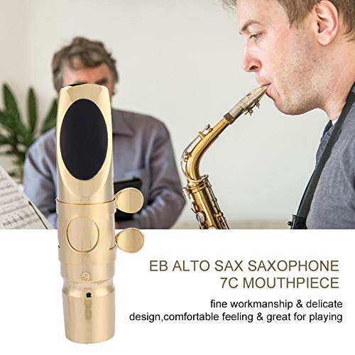 Dilwe Saxophone 7C Mouthpiece, Eb Alto Sax Saxophone 7C Mouthpiece Metal With Cap Pads Musical Instruments Accessory #TOP1