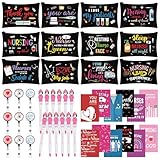 Yeaqee 48 Pcs Nurse Week Gifts 2025 Nurse Appreciation Gifts Set Include Makeup Cosmetic Bag Pocket Journal Notebooks Ballpoint Pens Badge Reel for Nursing Students Supplies(Black,Nursing)