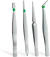 Kit Profissional de Pinças Antiestáticas, 4 Peças, Pontas Diferentes para Manutenção de Eletrônicos, Relojoaria e Modelismo