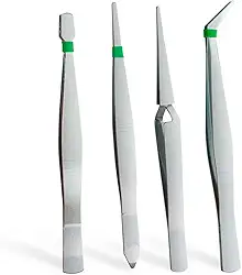 Kit Profissional de Pinças Antiestáticas, 4 Peças, Pontas Diferentes para Manutenção de Eletrônicos, Relojoaria e Modelismo