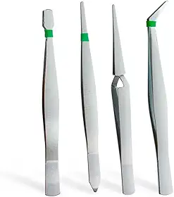 Kit Profissional de Pinças Antiestáticas, 4 Peças, Pontas Diferentes para Manutenção de Eletrônicos, Relojoaria e Modelismo