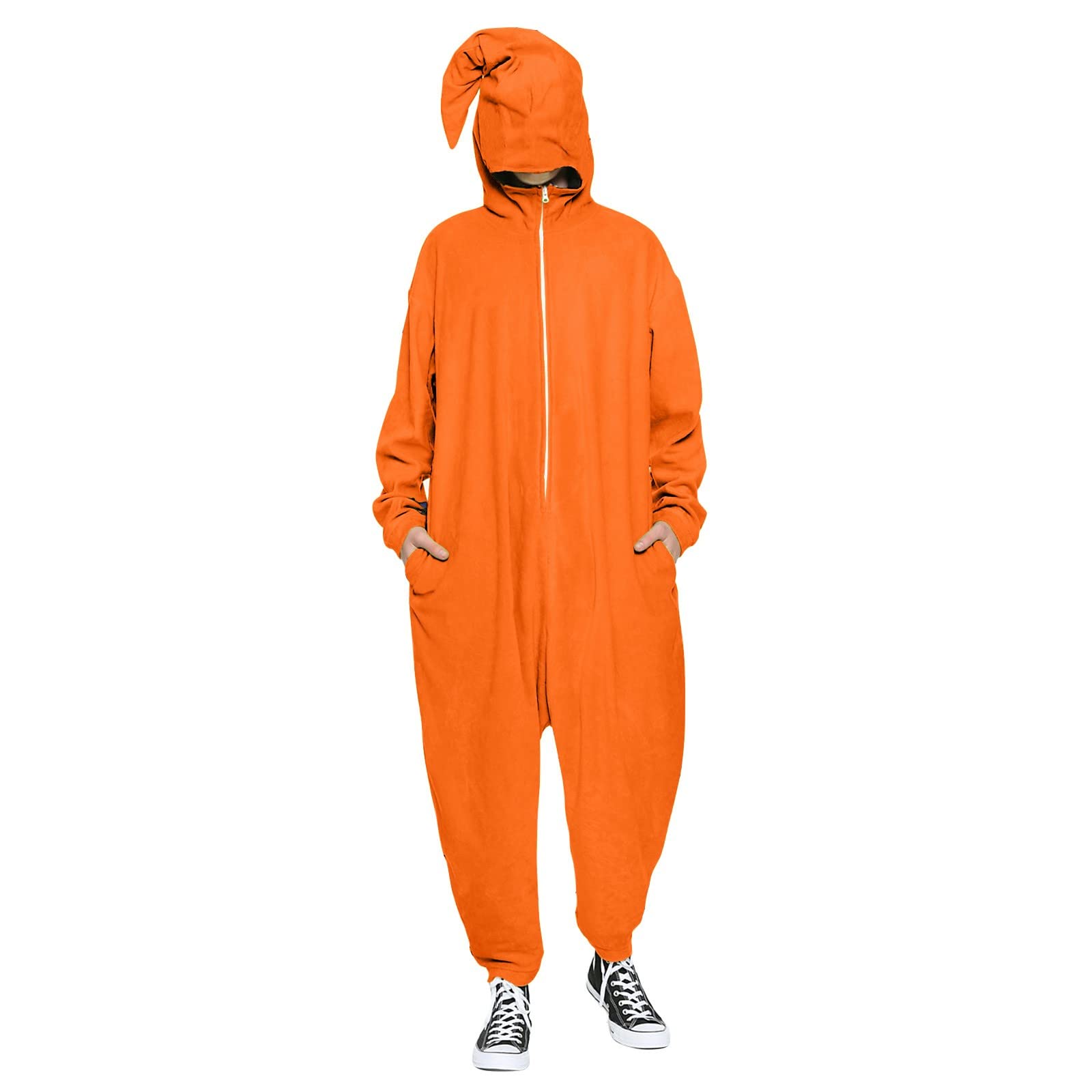 Combinaison pyjama à capuche pour homme avec fermeture éclair et jupe-culotte