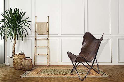 Vintage Brown Leather & Arm Butterfly Chair | Genuine Tan Leather Butterfly Chair Home Decor | Handmade Chair Presented By Presented By Shy Shy Let's The Sky #TOP1