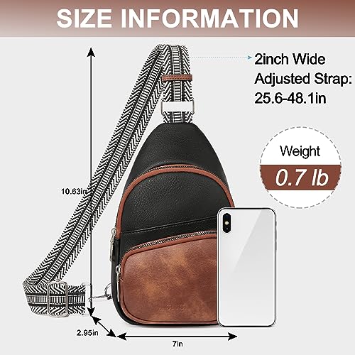 Image of CLUCI Sling Bag for Women, Vegan Leather Fanny Pack Crossbody Bags for Women, Chest Bag With Guitar Strap