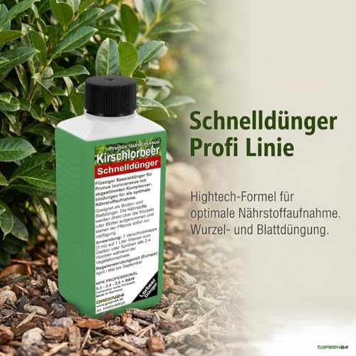 Kirschlorbeer Dünger Lorbeer düngen Prunus laurocerasus, Premium Flüssigdünger aus der Profi Linie
