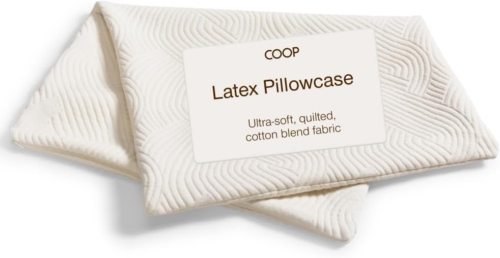 Coop Home Goods Latex Pillow Case Queen, Ultra-Soft, Breathable Cotton-Blend Pillowcase with Zipper, Machine Washable, Eco-Friendly, Quilted Case for Adjustable Pillows