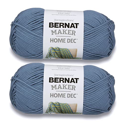 Image of Bernat Maker Home Dec Steel Blue Yarn - 2 Pack of 250g /8.8oz - Cotton - 5 Bulky - 317 Yards - Knitting, Crochet, Crafts & Amigurumi