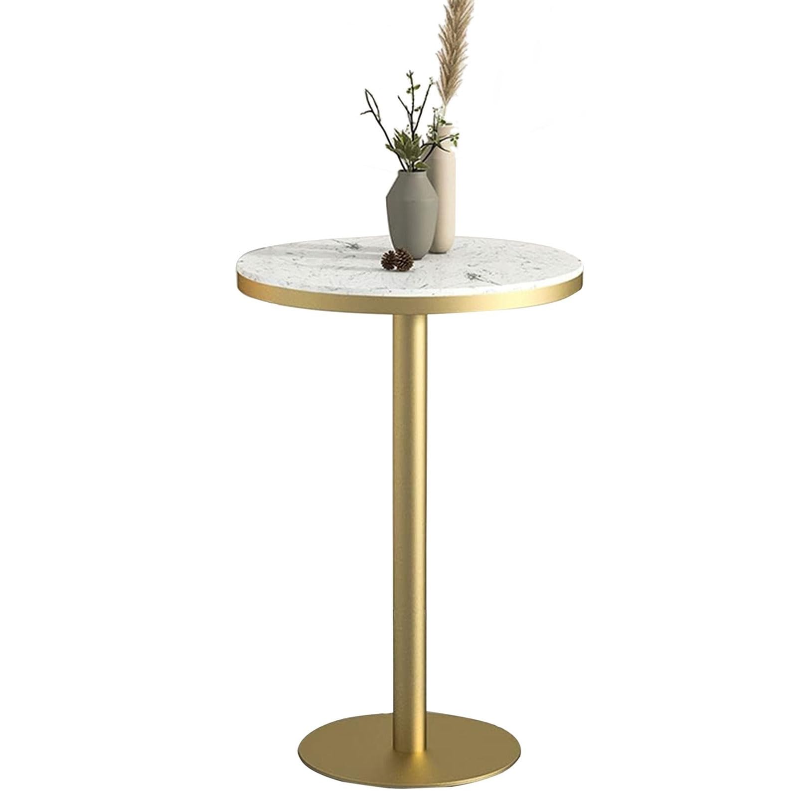 Slish Table de bistrot ronde avec dessus en marbre et base en métal, 55 x 55 x 95 cm, bureau de pub pour cuisine, bureau et café
