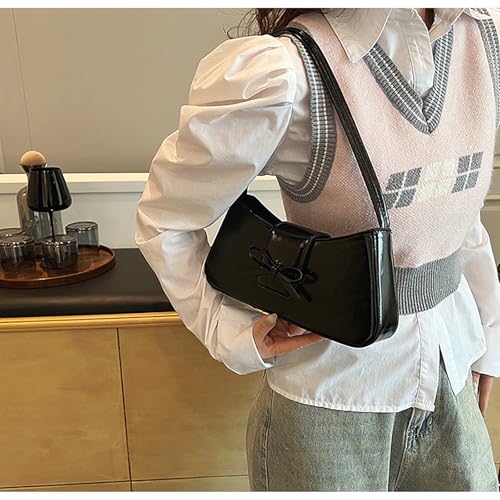 Image of Shoulder Bag for Women Coquette Bow Purse | Y2K Trendy, PU Leather, Small Cute Bag, Mini Hobo Handbag