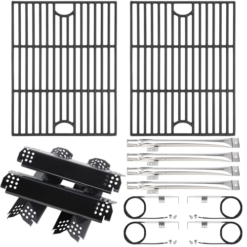 Grill Replacement Parts for Nexgrill 4 Burner 720-0830H 720-0830D 720-0783C 720-0783E 720-0958A Cast Iron Grill Grate Heat Shield Igniters and Burner Parts Kit for Nexgrill 4&5-Burner Gas Grills