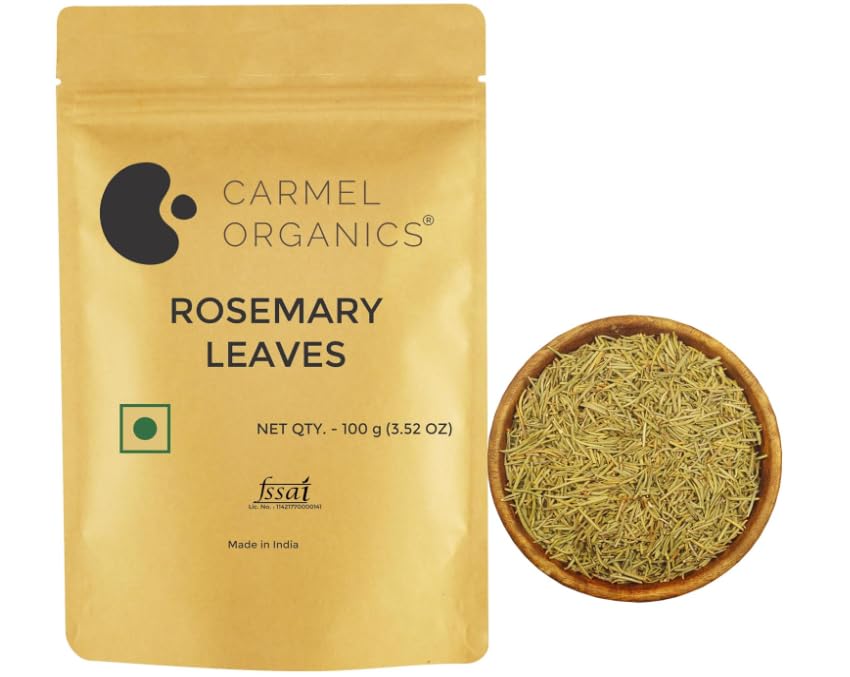 CAR MEL ORGANICS Rosemary Leaves Whole (100 G (Pack Of 1)),Natural,By CARMEL ORGANICS,No Added Preservatives & Additives,Salvia Rosmarinus,Non Gmo,Used For Your Hair Growth,Herbal Tea,Seasoning
