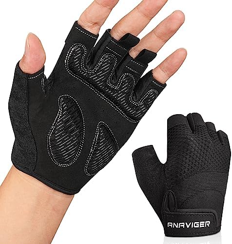 ANAVIGER Workout Gloves for Men and Women, 6mm Padding Gym Gloves Enhance Grip, Durable and Breathable Exercise Gloves for Weight Lifting, Training, Cycling, Crossfit, and Rowing