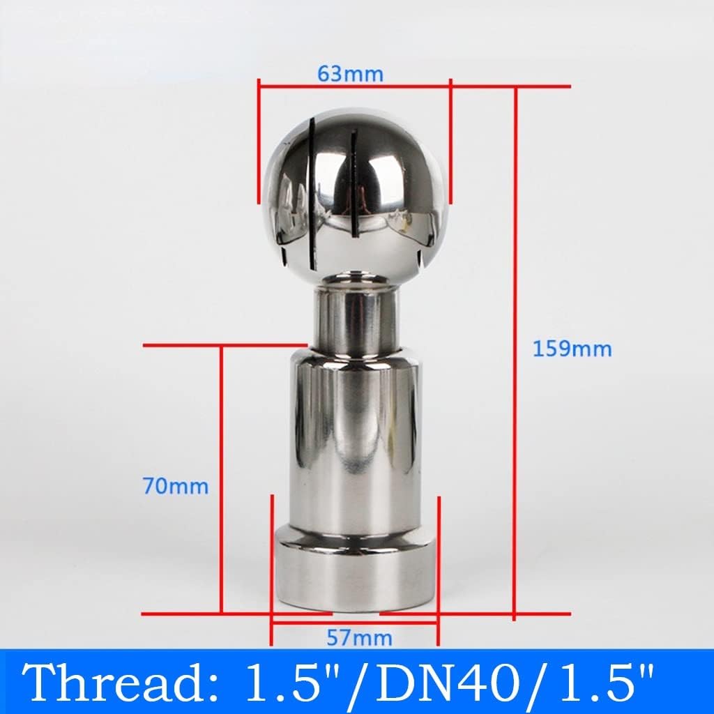 Rotating Spray Ball for Reaction Kettle - 304 Stainless Steel Sanitary Tank Cleaning Ball with 360 Degree Coverage(1.5In)