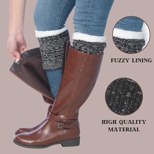 Image of Tipi Toe Women's 3 Pairs Boot Cuffs - Knitted Short Leg Warmers for Boots, Cozy Winter Layering Socks