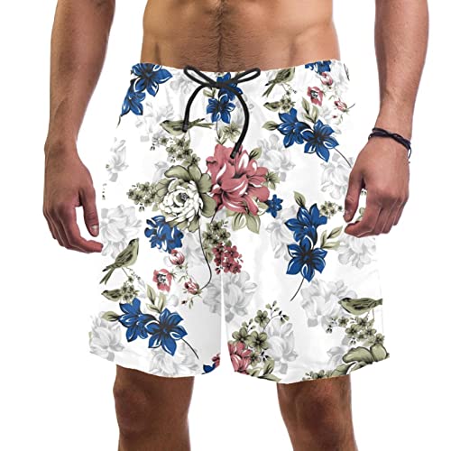 Maillots de Bain pour Hommes JDEZ à Motifs de Fleurs et Oiseaux