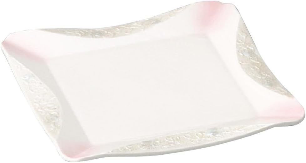 Yamasita Craft 21616-188 Luster Pink Square Japanese Plate, 7.2 x 7.2 x 0.8 inches (18.2 x 18.2 x 2 cm)