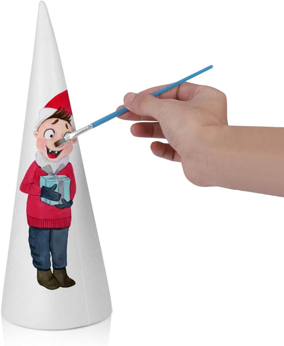 Tofficu 2pcs Christmas Tree Cone, Craft Cones, 15in White Polystyrene Cones Shaped Foam for Arts, Christmas, School, Wedding, Birthday Craft Project