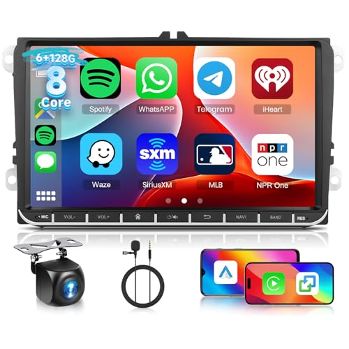 Hodozzy Radio de coche Android de 8 núcleos 6G+128G para VW Passat B6 Golf 5/6 Touran T5 Tiguan Polo Jetta Seat Skoda con Bluetooth GPS pantalla táctil de 9 pulgadas con Carplay inalámbrico Android