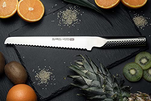 Global GU-03 UKON Bread Knife with 22cm Blade, CROMOVA 18 Stainless Steel - Image 2