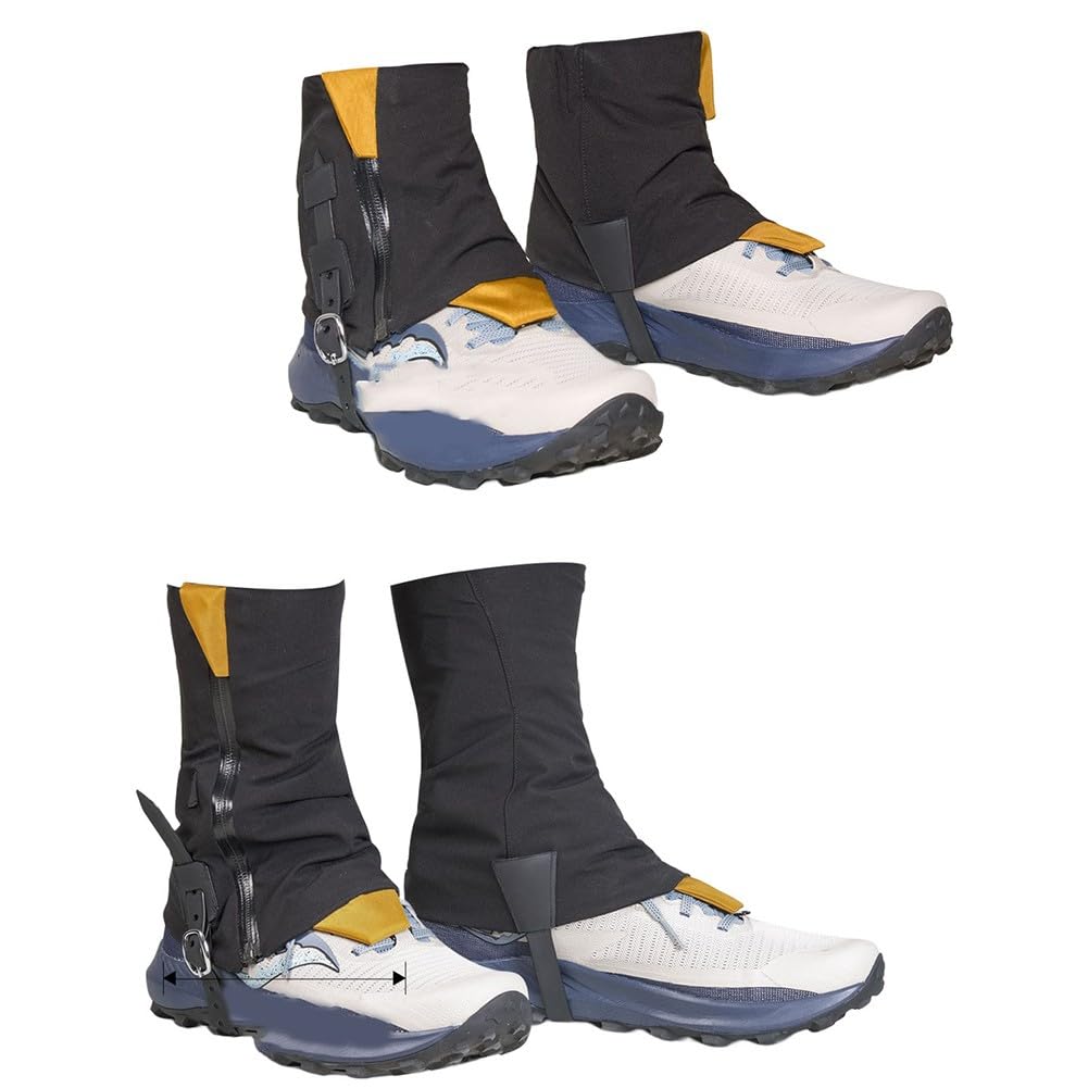 Guêtres coupe-vent avec fermeture éclair latérale inclinée, guêtres de randonnée double couche anti-déchirure pour trail course et marche en montagne, S/M noir
