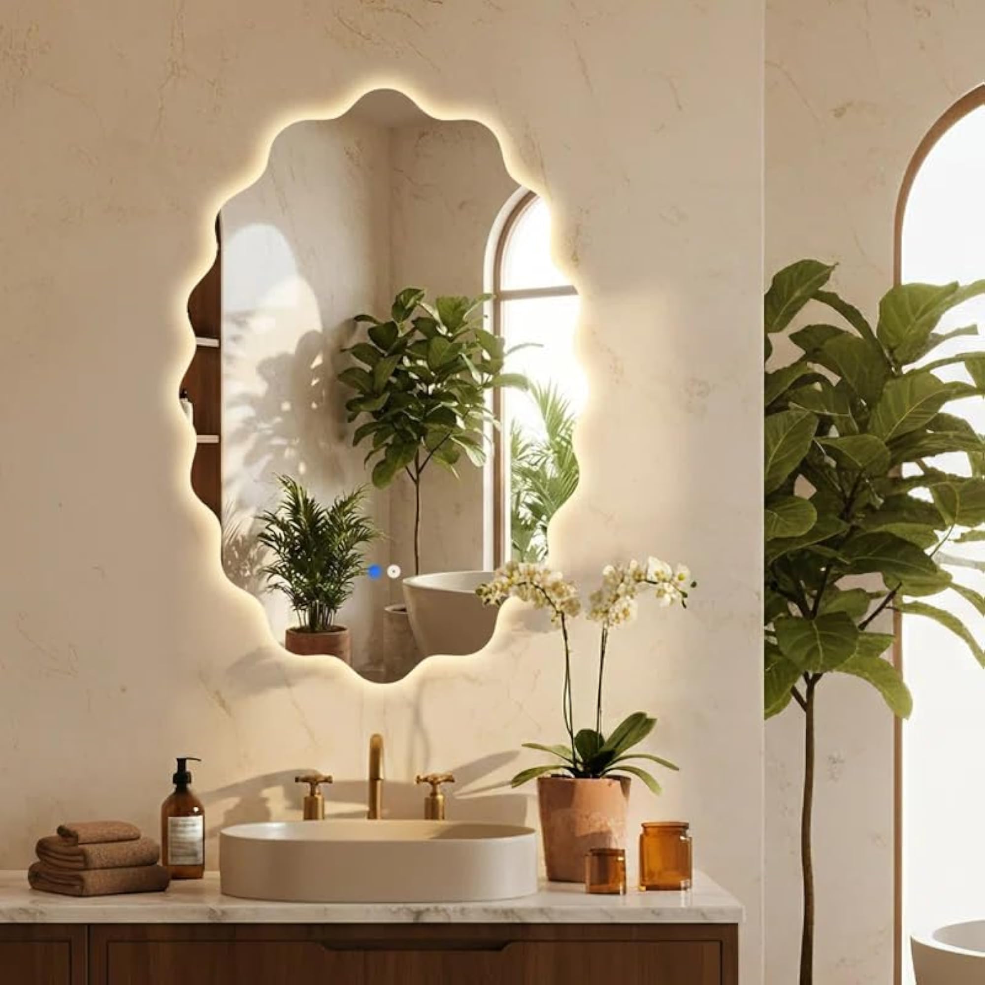 Luxury Wavy Oval Backlit LED Bathroom Mirror