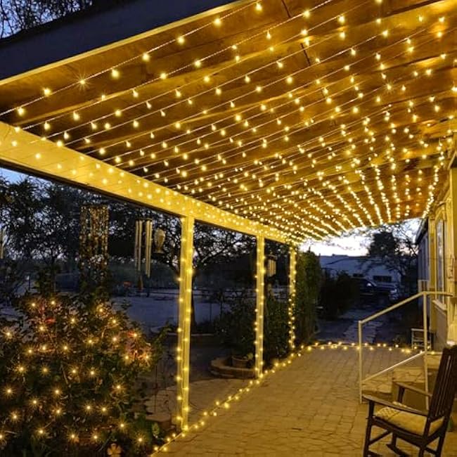 40ft 120 LED Christmas Lights Outdoor, Warm White Christmas String Lights Indoor 8 Modes Clear Wire, Connectable Twinkle Fairy Lights Plug in for Bedroom Wedding Tree Christmas Decorations