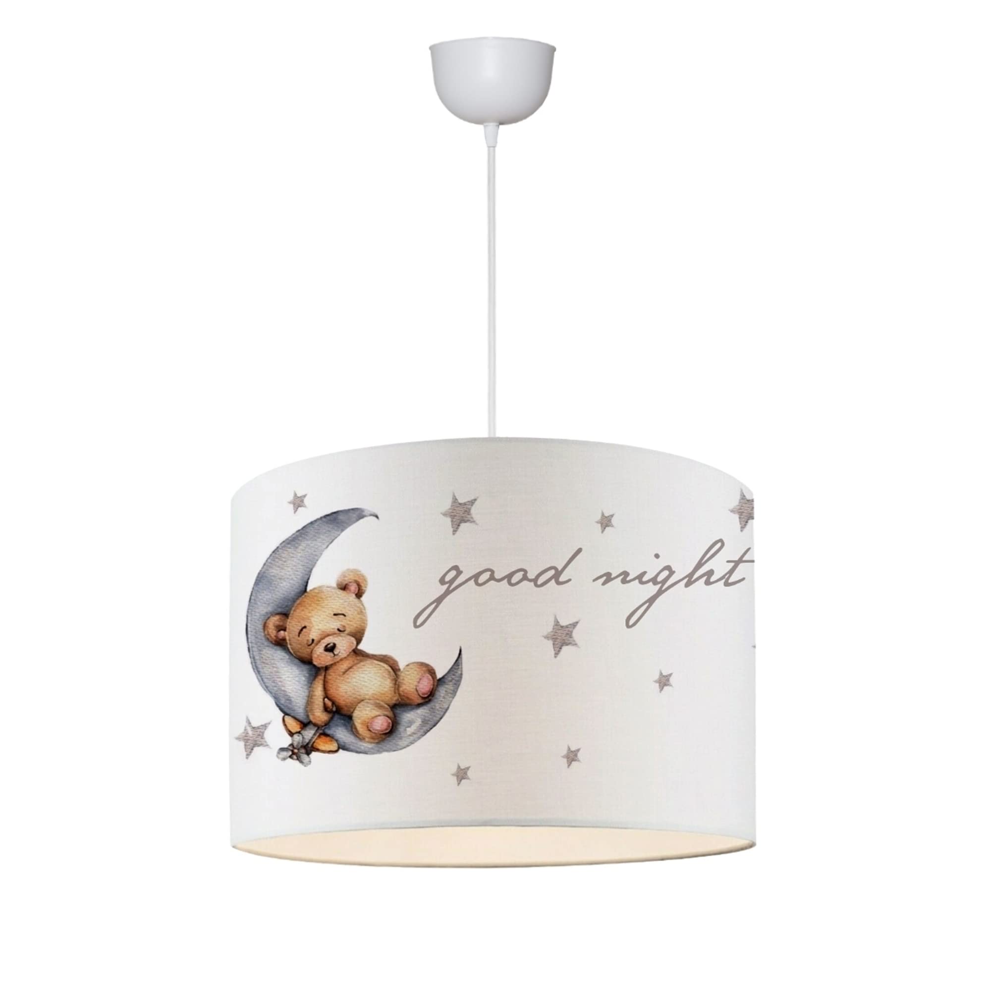 [lux.pro] Lampa wisząca Rugby E27 biała z motywem misia pluszowego