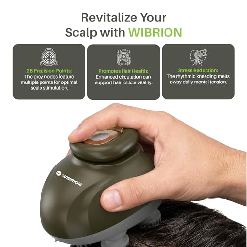 Image of Scalp Massager Electric with Red Light Therapy | Stress Relief & Hair Growth | Rechargeable Handheld Head Kneading Massager | 3 Speed Modes | For Scalp, Body & Deep Clean