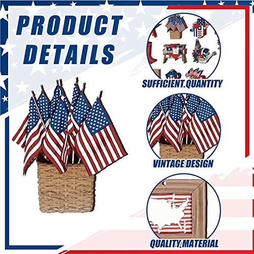 36Pcs Independence Day Wooden Patriotic Decor 4Th Of July Wooden Hanging Ornaments For Tree Vintage Wood American Flag Patriotic Decorations For Home Memorial Day Decor #TOP4