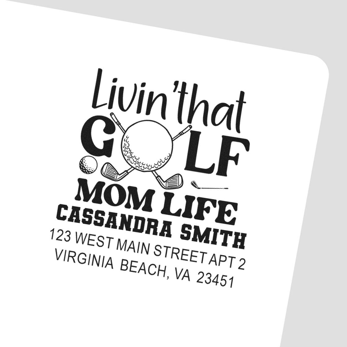 Golf Mom Vibes Duo Hand Mailing Stamp - Square Stamp for Envelopes