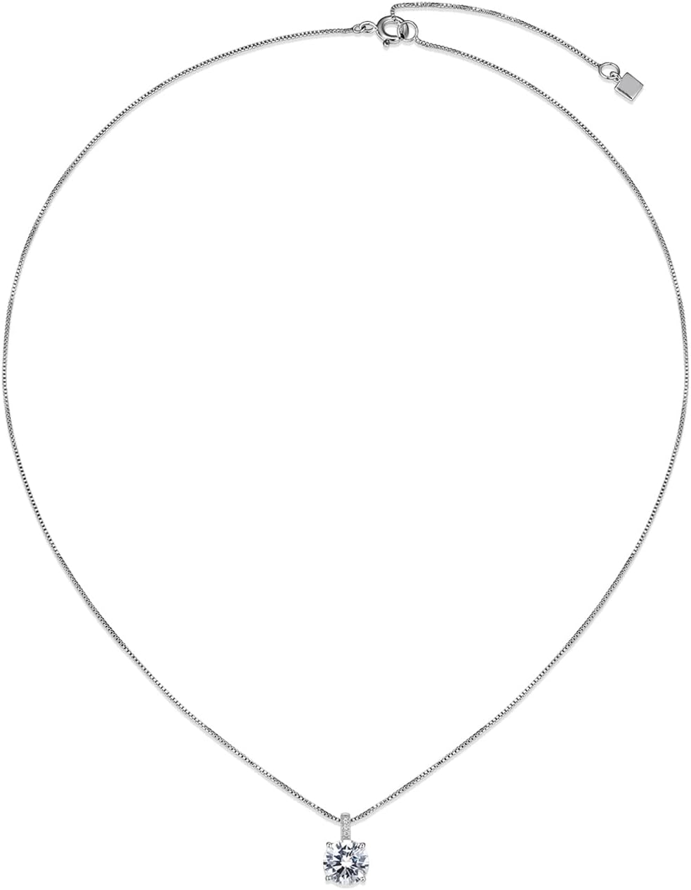 MISS MIMI Solitaire Cubic Zirconia Necklace for Women, 1–3 CT Round,Heart,Princess Cut CZ Options, Bezel or Prong Set in 925 Sterling Silver, Adjustable 16–20" Minimalist Everyday Jewelry - Image 4