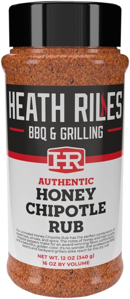 Heath Riles BBQ Rub - Honey Chipotle Seasoning, Champion Pitmaster Recipe, Legendary Rubs For Smoking & Grilling, 80+ BBQ Championships, 12 oz.