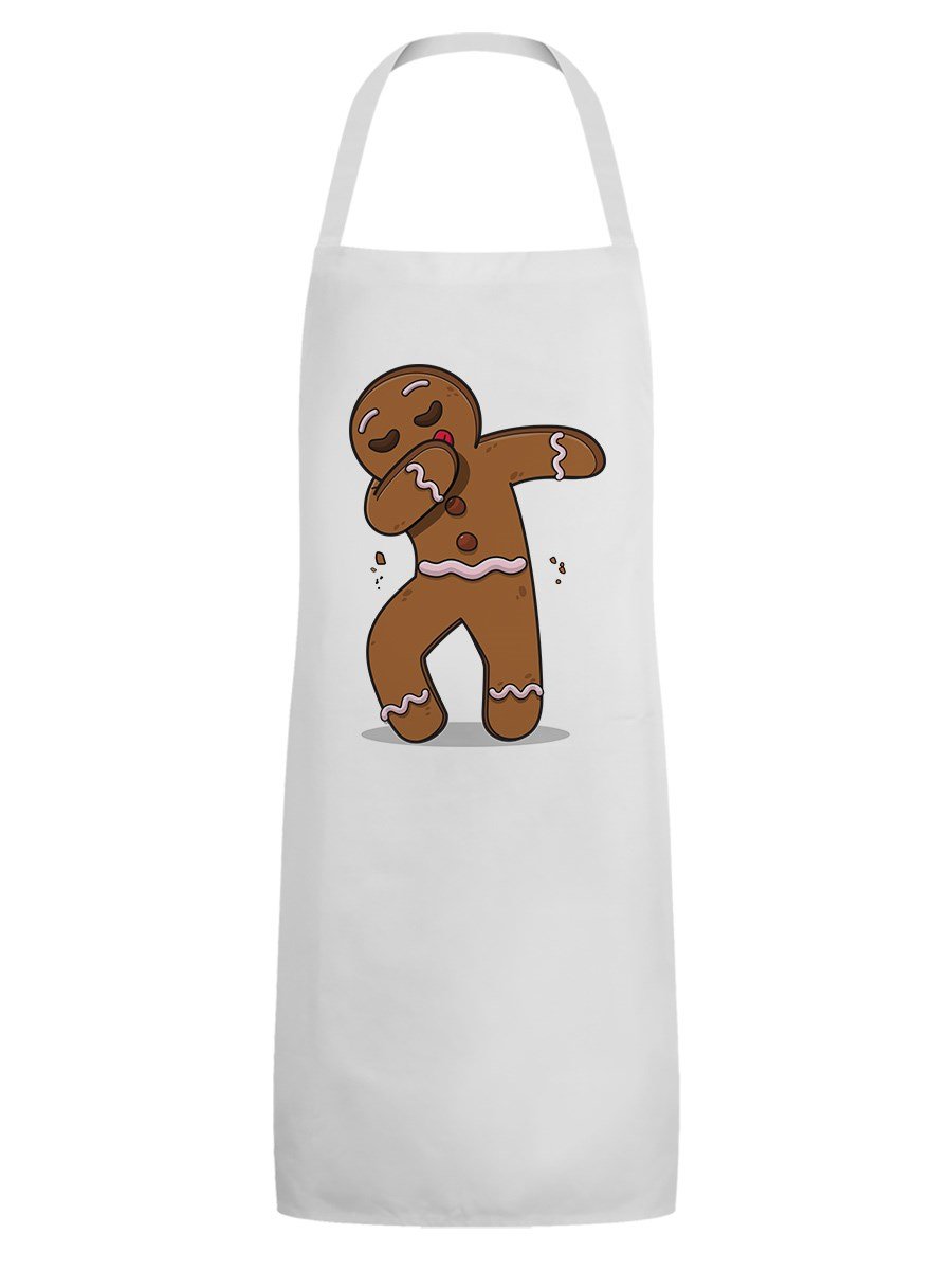 Grindstore White Gingerbread Man Dab Funny Baking Apron