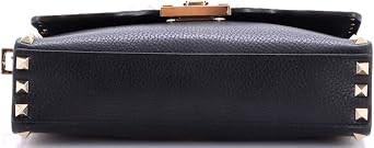 Pre-Loved Rockstud Flip Lock Flap Bag Leather Medium, Black