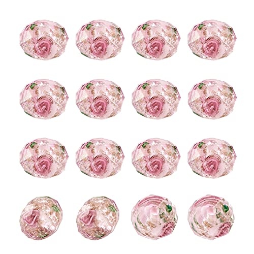 Craftdady 60pcs Gold Sand Lampwork Glass Beads (Pink)