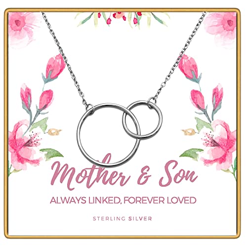 KEDRIAN Mother Son Necklace, 925 Sterling Silver, Perfect Gifts for Mom from Son, Mon and Son Pendant, Mom Gifts from Son, Mother Son Necklace for Women, Mom Birthday Gifts from Son, Mother Son Gifts