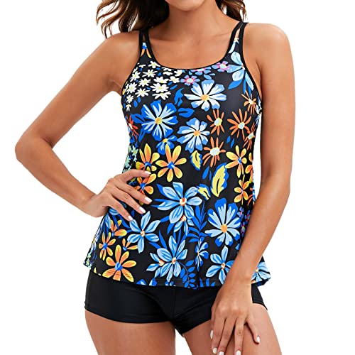 Bikini vintage sport tankini femme bleu S maillot de bain plage