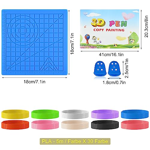 Filament pour stylo 3D - 1,75 mm - PLA - 30 couleurs - Chaque couleur 5 m - Avec tapis de pochoir en silicone pour impression 3D - 17,1 x 17,1 cm - Feuille d'impression 3D - Planche de copie et 2 4 Filament pour stylo 3D - 1,75 mm - PLA - 30 couleurs - Chaque couleur 5 m - Avec tapis de pochoir en silicone pour impression 3D - 17,1 x 17,1 cm - Feuille d'impression 3D - Planche de copie et 2 – Image 5