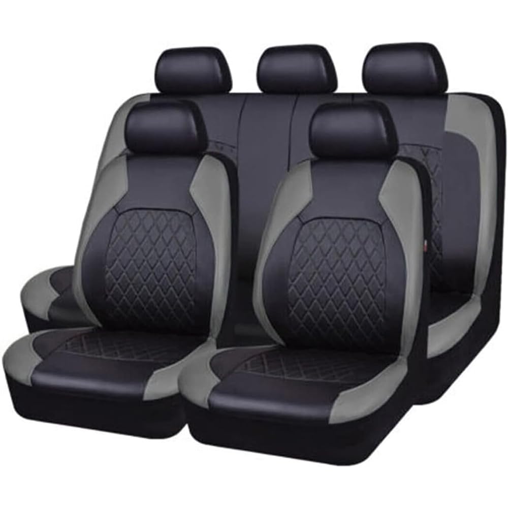 9 Piezas Cuero Coche Juegos Cubreasientos para Citroen Xsara Picasso,5 Plazas Fundas Asiento Impermeables Transpirabilidad Interior Accesorios,Grey