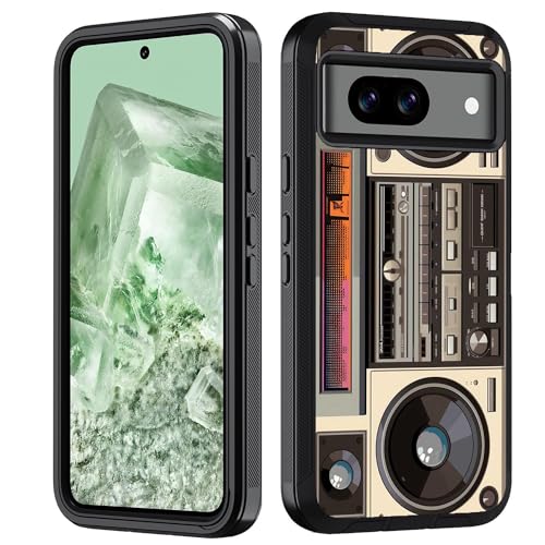 Coque Pixel 8a intégrale hybride protection antichoc 3 en 1 motif radio rétro