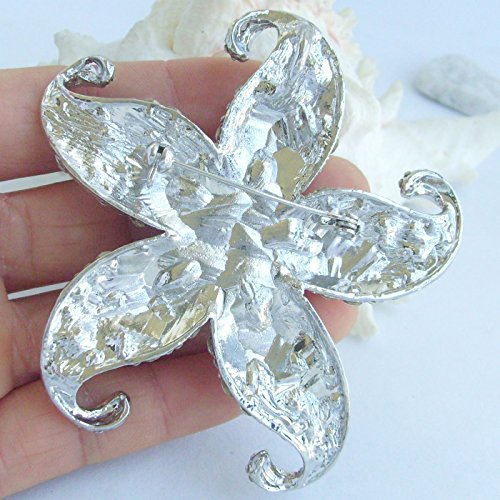 Image of Charming 3.15 inch Austrian Crystal Starfish Brooch Pin Pendant Wedding Prom BZ4824