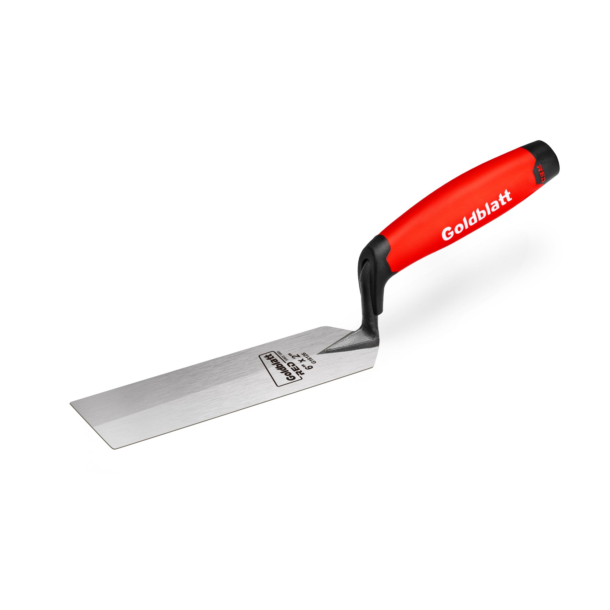 Goldblatt RED Margin Trowel, 6" x 2" Upgraded Ground Blade, Professional Masonry Tools, Heavy Duty One-Piece Forging, Durable High Carbon Steel, Soft