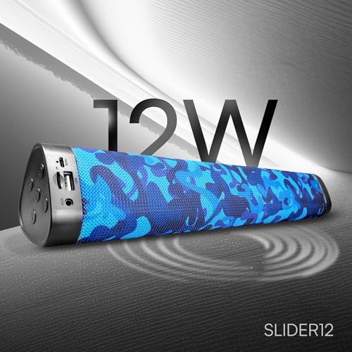 Image of HAPIPOLA SLIDER12 Bluetooth Speaker Immersive Audio | Good Bass | Light Weight 6 Hours Playback | Portable | Built in mic | TWS Pairing Support | dustproof | handfree Calling | Blue